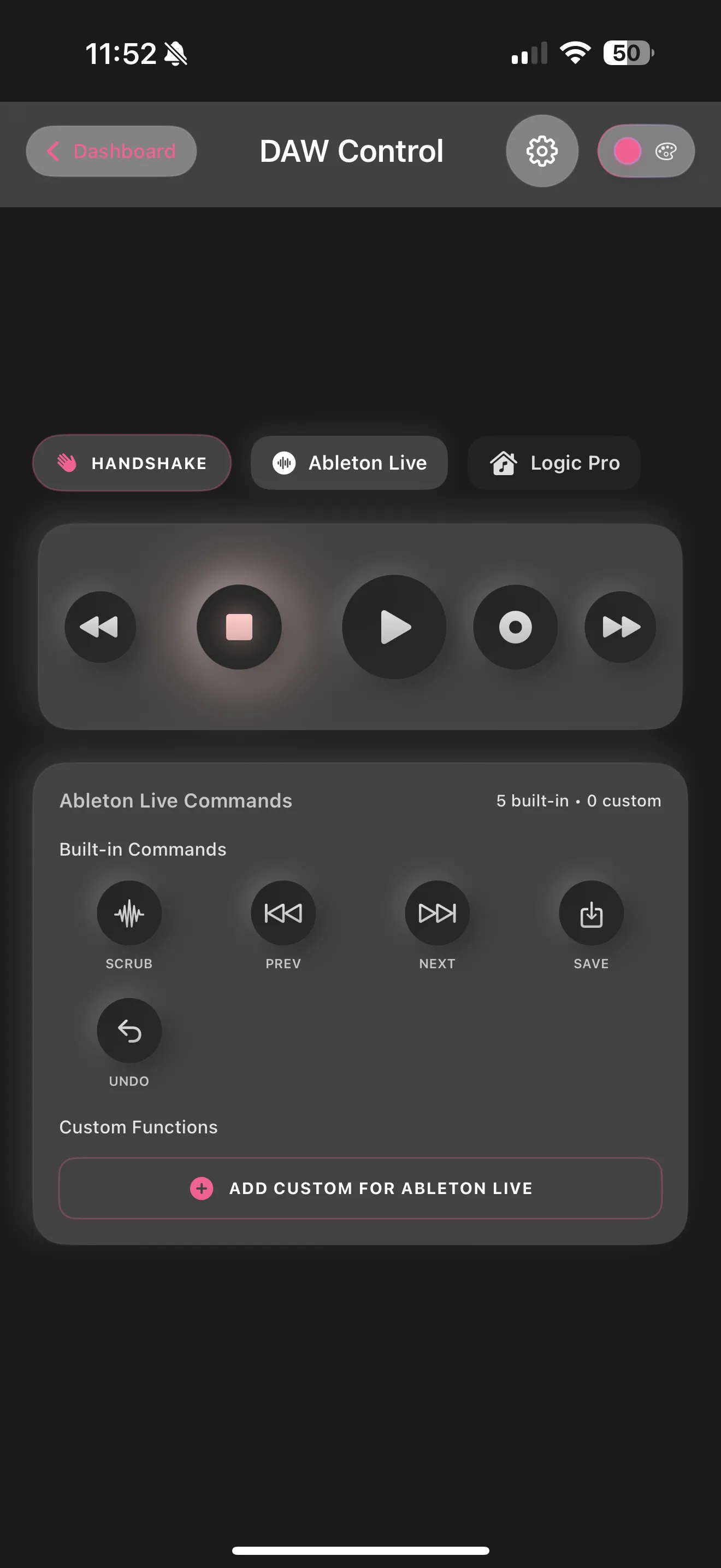 Tandem's MIDI monitor screen.