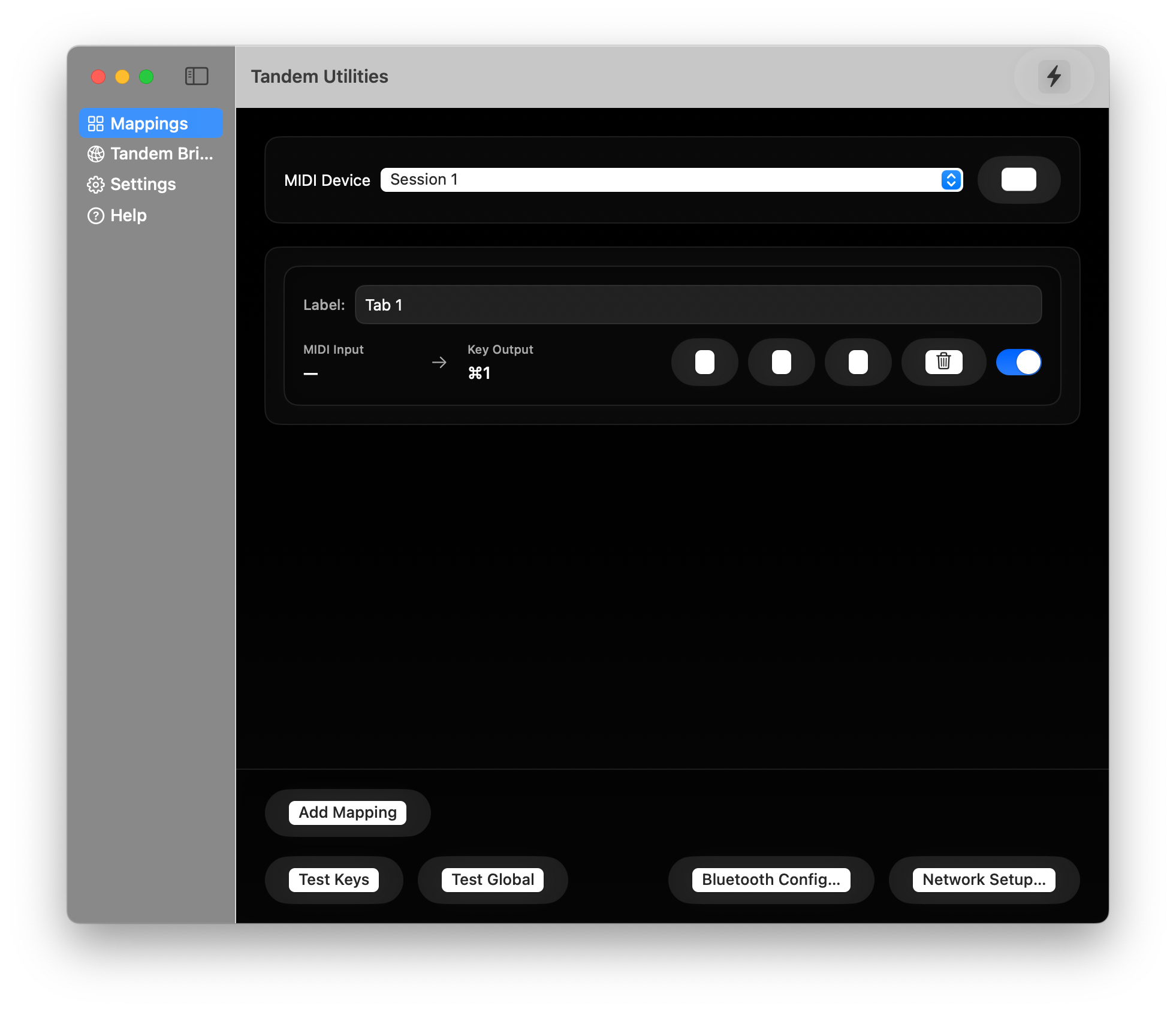 Tandem Utilities Main Interface